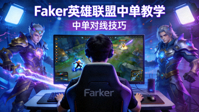 Faker英雄联盟中单教学直播封面，展示中单对线技巧
